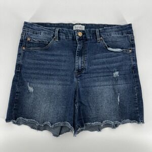 Nicole Miller New York SOHO HIGH RISE Denim Cut Off Distressed Shorts Light Blu…
